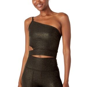 Wanderlust soft shine crop tank in stardust foil size large NWT